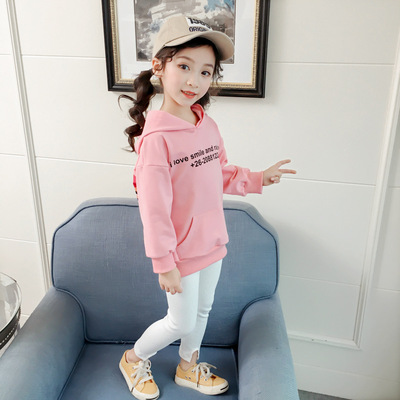 2019春裝新款兒童長款衛衣韓版女童卡通印花連帽衛衣上衣潮2.2