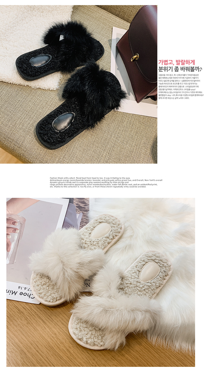 fashion rabbit fur cross slippers   NSPE35019