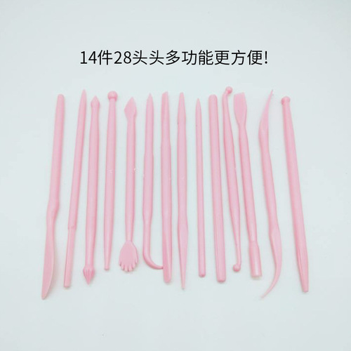 Sugar Craft Cake Carving Tool 14 Pieces Plastic Mini Carving Set Sugar Flower Clay Soft Dough Modeling Clay DIY Making Tool