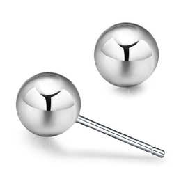 迷你光面光珠圆珠耳针 女款大小圆球银豆豆镀银耳骨钉 经典复古