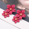 Long accessory, earrings, European style, flowered, wholesale