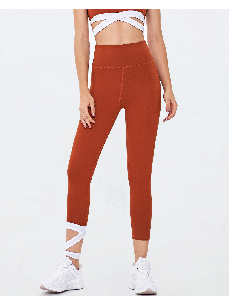 Pantalones de yoga de fitness recortados de secado rápido de cintura alta para mujer ropa de nihaostyles al por mayor NSSMA77187