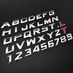 New Slant Car 3D Letter Sticker English DIY Letter Number Metal Car Body Decal
