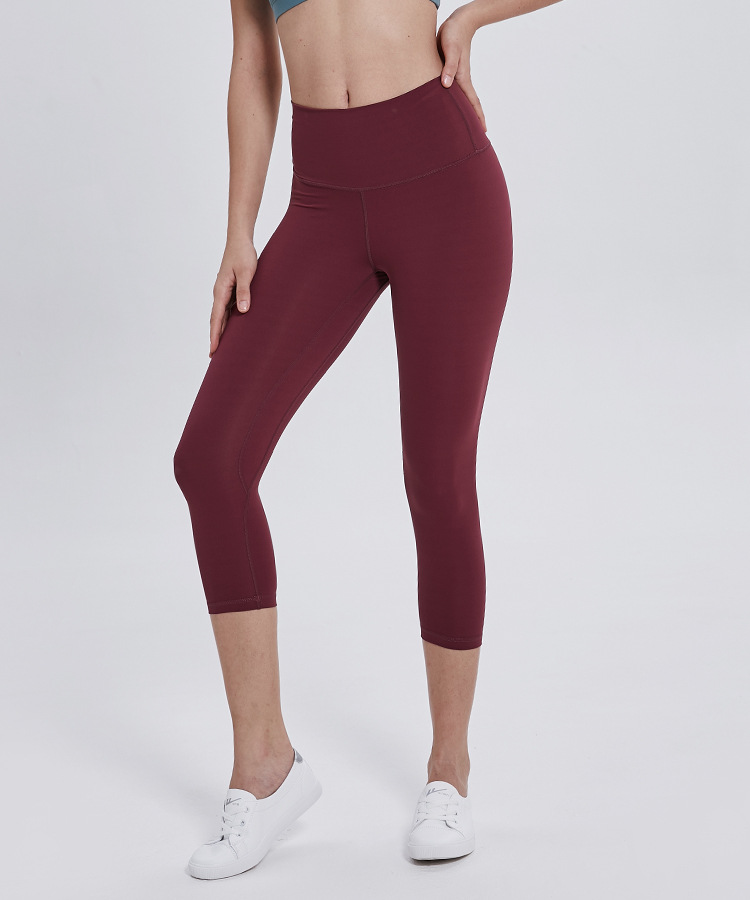 Pantalon de Yoga Double face, simple mouture, couleur chair, Capris, sport, course à pied, Fitness, collants élastiques à séchage rapide, nouvelle collection 2022_voghion.com