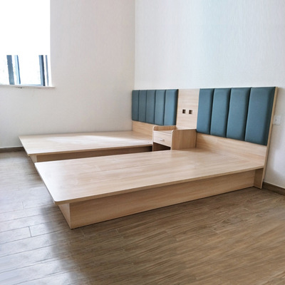 简约公寓家具1.21.8米板式床订做 酒店家具板式电脑桌2门衣柜定制|ru