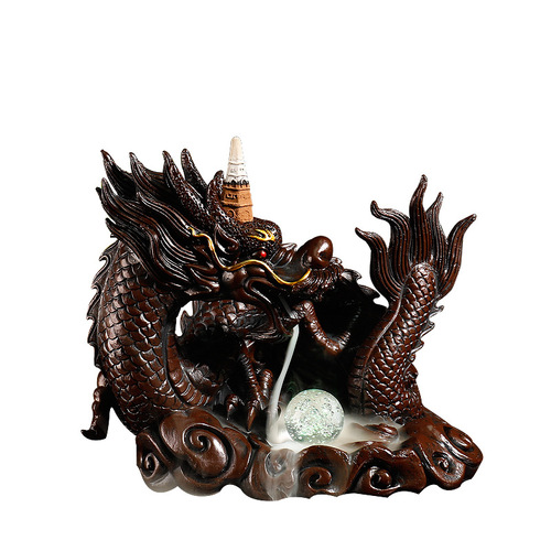 Cross-border new product reverse flow incense burner, creative large Chinese dragon reverse flow sandalwood incense burner craft home decoration ornament
