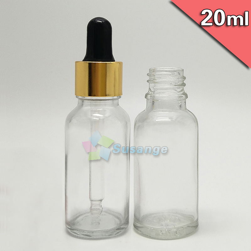 现货精华液瓶 玻璃瓶 20ml透明精油瓶 滴管瓶分装瓶 化妆品乳液瓶