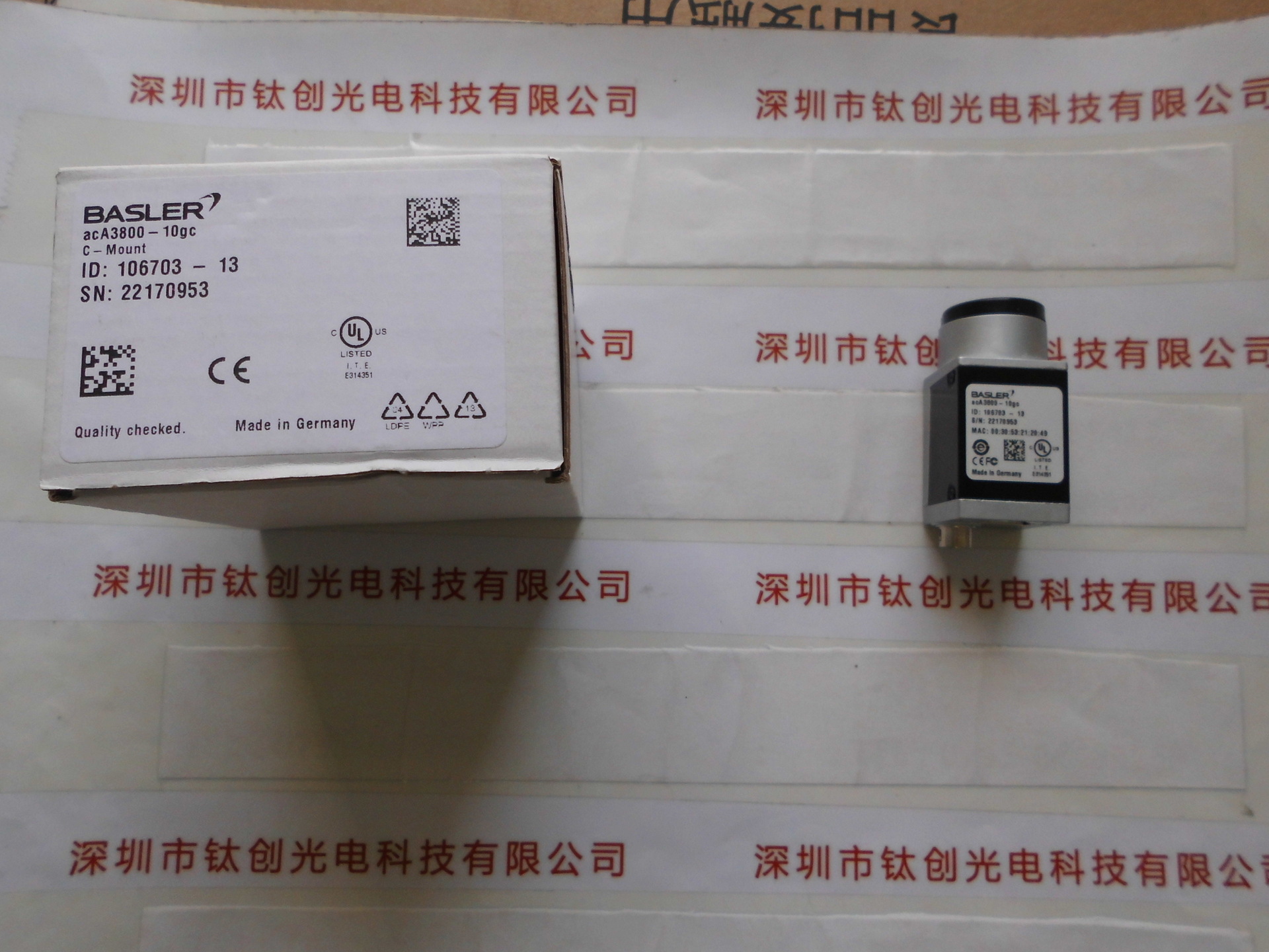 德国BASLER巴斯勒 高性能GigE 彩色工业面阵相机 acA3800-10gc