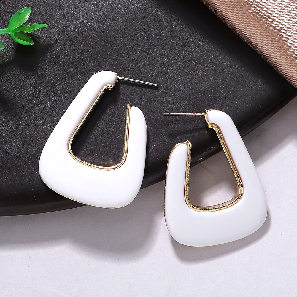 2019 Croix-frontière Vente Chaude Européenne Et Américaine De La Mode Alliage Résine Boucles D'oreilles Minimalisme Personnalité Boucles D'oreilles Jiaqi Ornement En Stock En Gros display picture 4