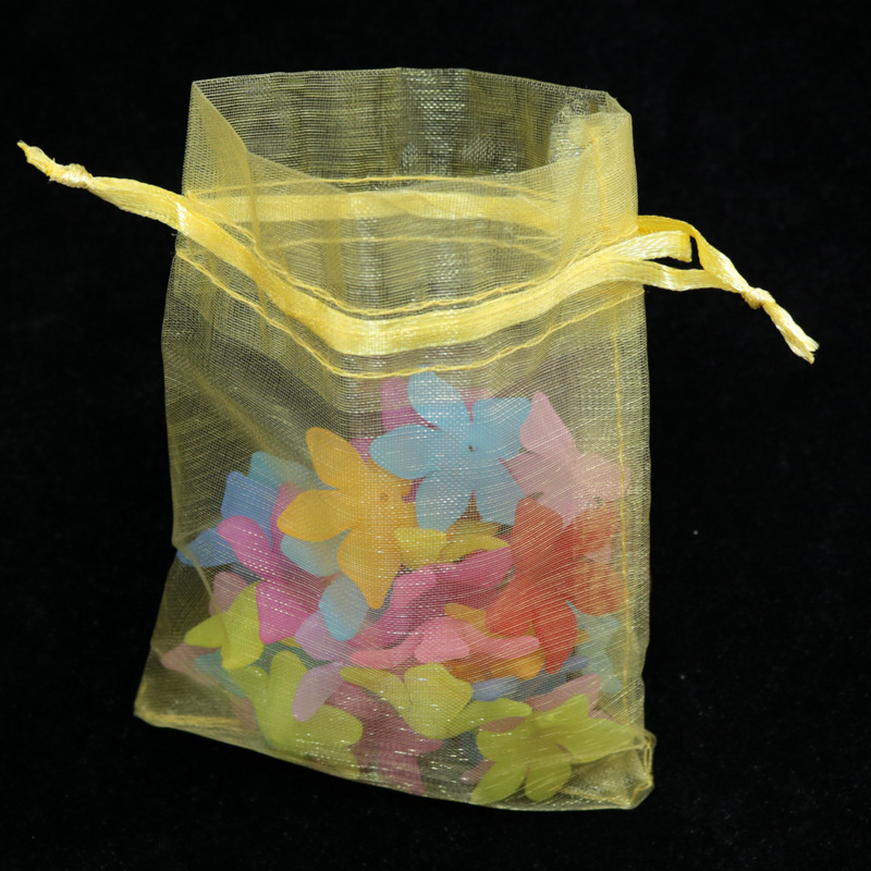 百万现货 素色欧根纱束口袋 纱布喜糖礼品袋 抽绳珍珠纱袋