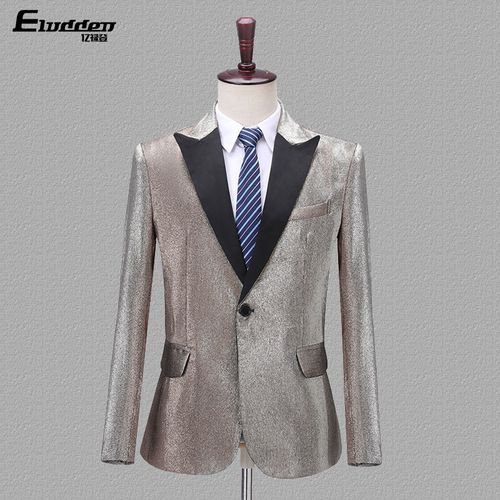 Men youth singers stage host choir performance blazers coats wedding dress suits groomsman coats shining stage male singer jackets