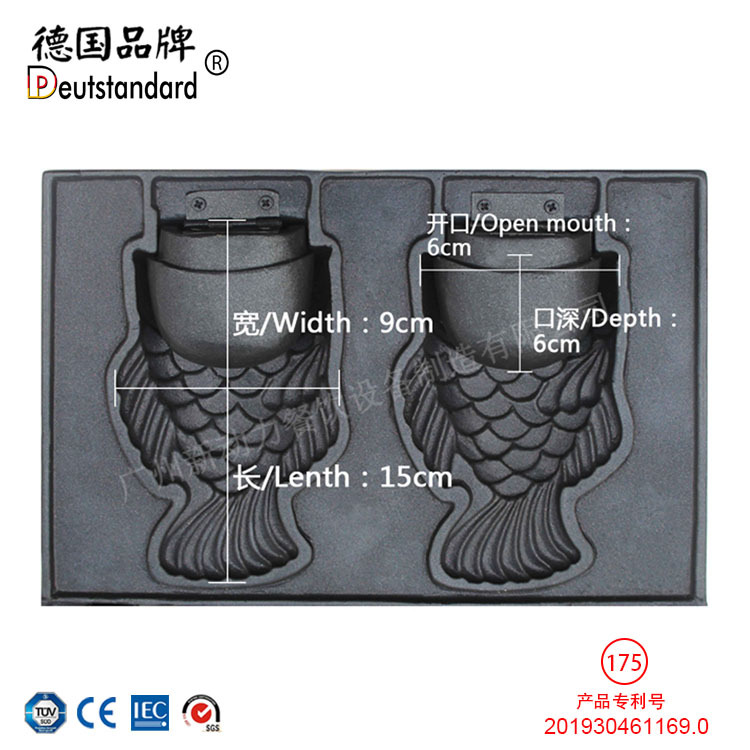 冰淇淋鲷鱼烧机开口鱼形烧圣代雪糕鱼型筒壳电加热烤鱼饼烘烤机器