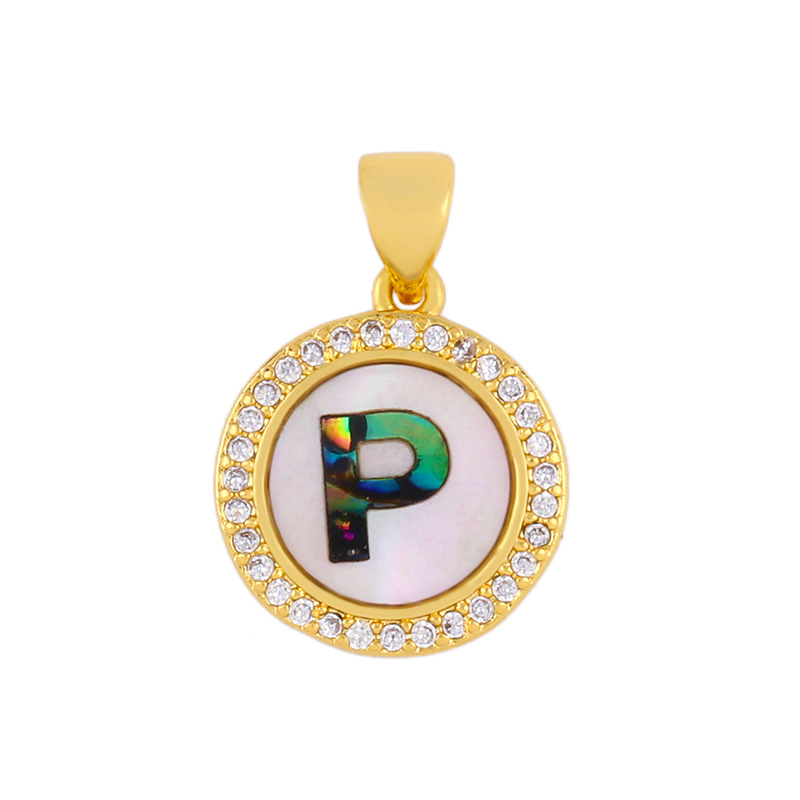 Explosive Letter Necklace Round Colored Shell 26 Letter Diamond Necklace display picture 6
