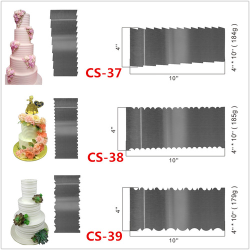 New Double-Sided Stainless Steel Cream Scraper with Sawtooth and Wave Patterns Cake Scraper, Frosting and Decoration Tool