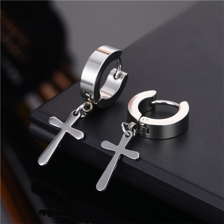 Fashion Cross Titanium Steel Plating Dangling Earrings 1 Piece display picture 2