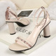 6328-4 Korean version fashionable open-toed high heels nightclub slim sandals with 100 pairs of thick-heeled women's shoes