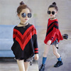 Bought in Japan U.S. girl Children's clothing girl CUHK sweater 2020 Autumn and winter new pattern children stripe Socket fashion Sweet