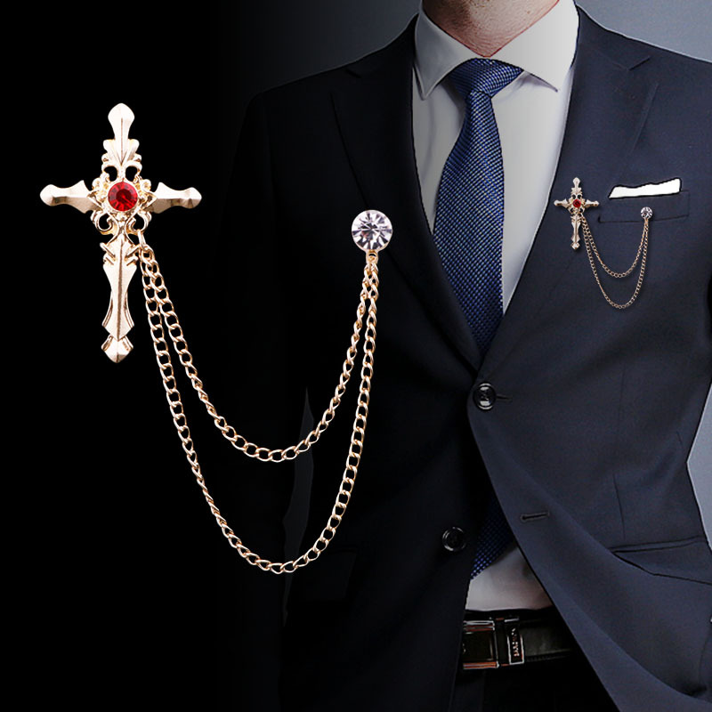 men's classic retro brooch with tassels