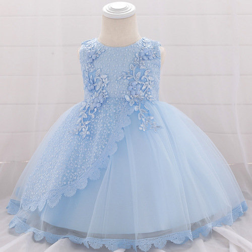 2024 Cross-border Baby Dress Lace Baby Wedding Dress Full Sky Star Embroidery Rhinestone Princess Dress 