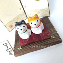 日本进口药师窑陶瓷可爱柴犬摆件 创意家居装饰品生肖狗节日礼物