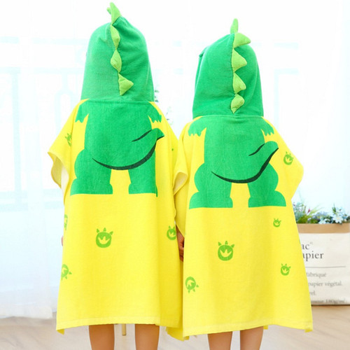 Printed Children's Bath Robe Absorbent Towel Material Pure Cotton Cartoon Children's Cape Baby Swimming Bath Towel Cape with Hat