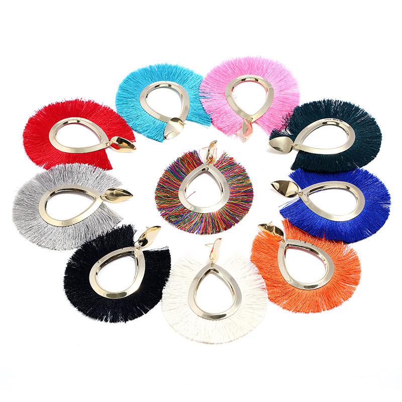 New Leaf Tassel Exaggerated Retro Water Drop Fan-shaped Fashion Autumn New Earrings Wholesale display picture 2