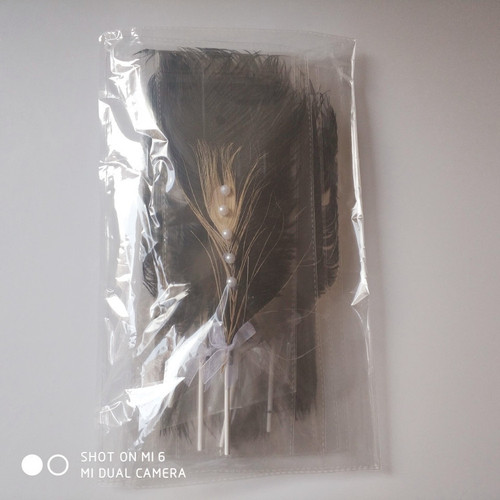 Feather cake decoration new ins style natural ostrich pearl feather baking cake decoration plug-in card