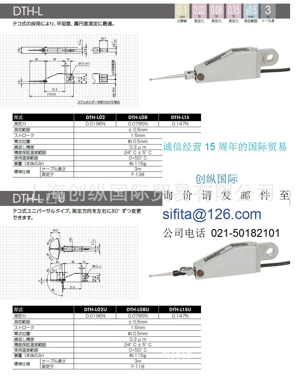 DTH-L02U  日本CITIZEN  日本西铁城位移传感器   测量传感器