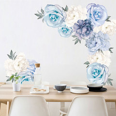 FX63011 Vanshi Product Light Blue Peony Flower Combination Wall Sticker Home Decor Background Wall Self-Adhesive Wall Sticker