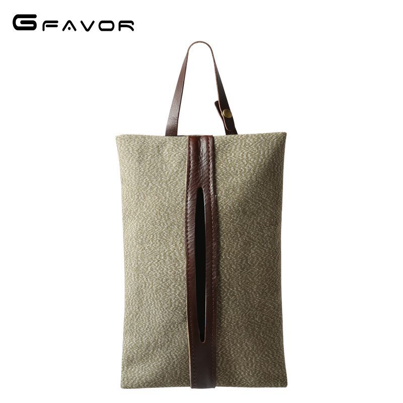 源点新款帆布抽纸包复古创意车用挂袋胡椒盐帆布汽车座椅置物袋