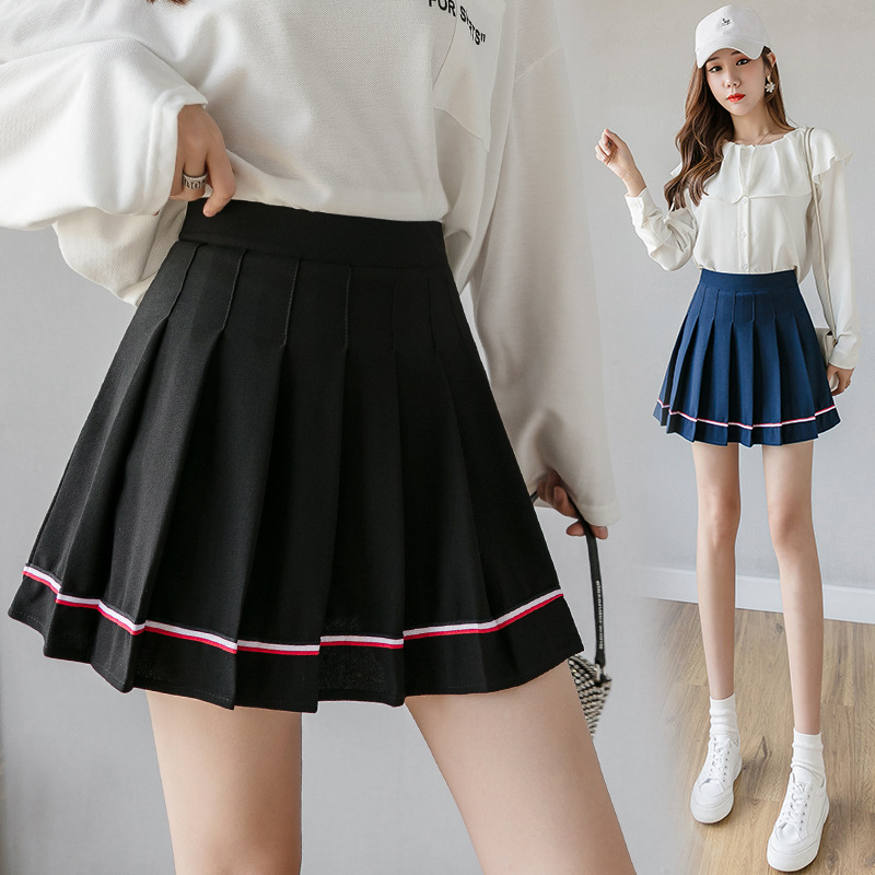 Women's Clothing Pleated skirt for women with color stripes _voghion.com