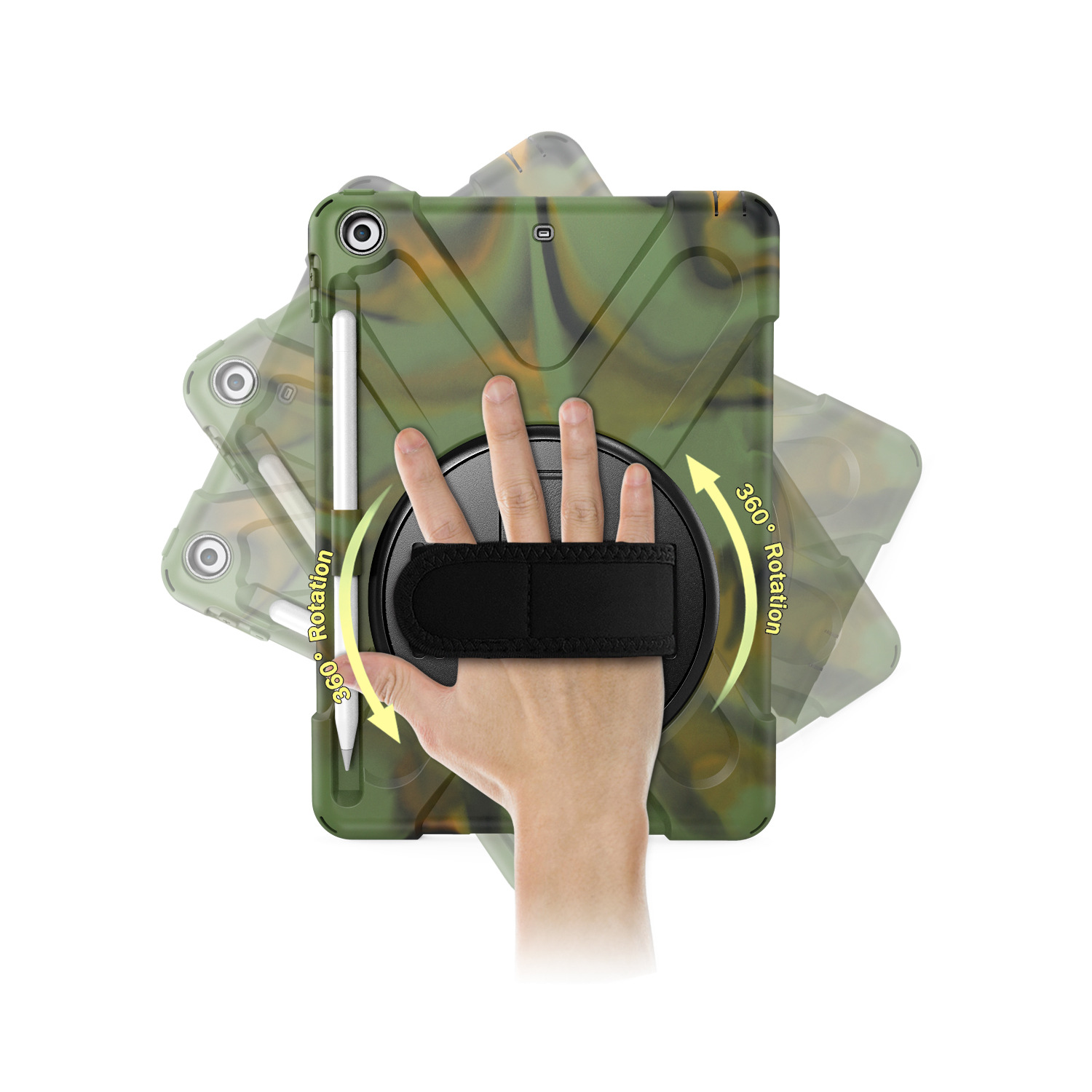 ipad 2017 带笔迷彩绿色背面手带图 副本.jpg