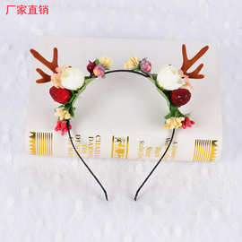 新款圣诞鹿角头箍清新波西米亚头饰儿童婚礼配饰旅拍晚会麋鹿发箍