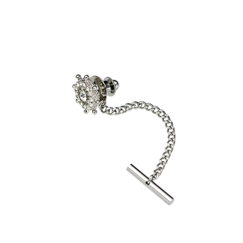 Amazon Best Selling Crystal Rudder Small Collar Pin Buckle Tie Tack With Chains Gold Tie Clip