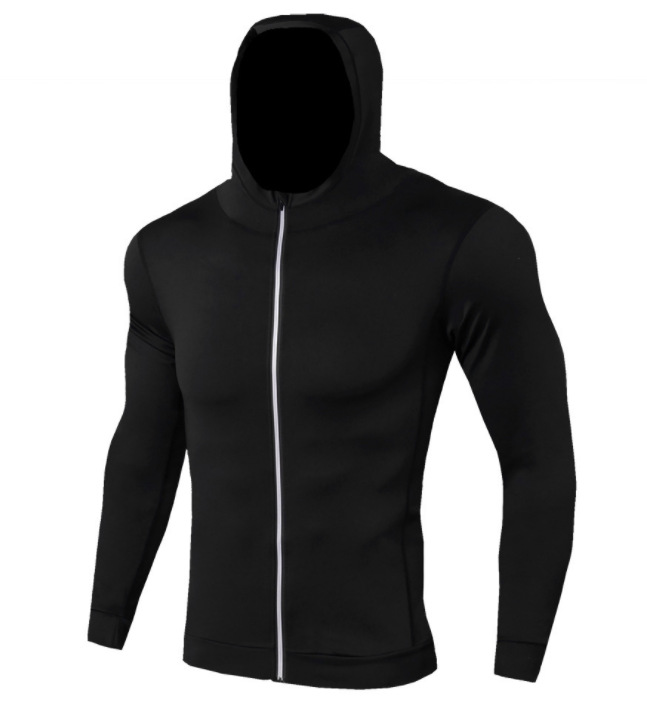 Herrkläder Fitness Löpträning Långärmad dragkedja casual hoodie Snabbtorkande sport casual kappa Herr sport kappa_voghion.com