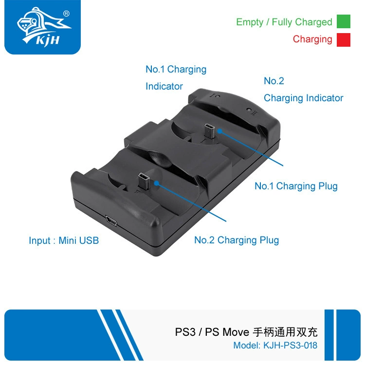 Зарядное устройство для контроллера PS3/PS3 Move, двойная зарядка контроллеров PS3