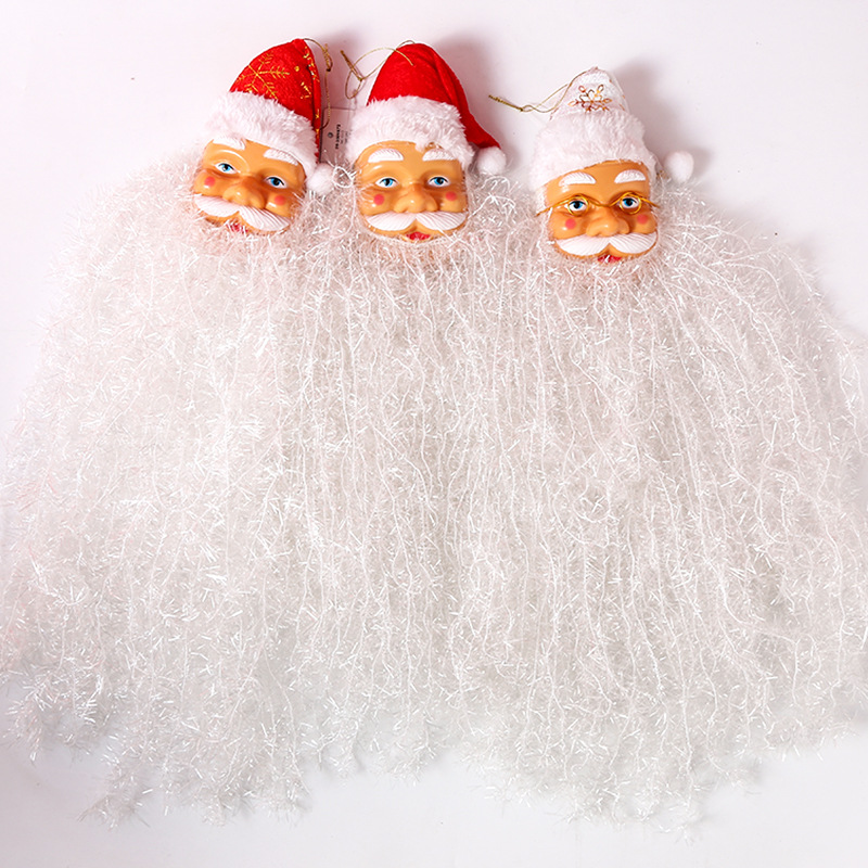 新款圣诞节装饰用品圣诞老人头挂件长胡子老爷爷挂饰吊件厂家批发