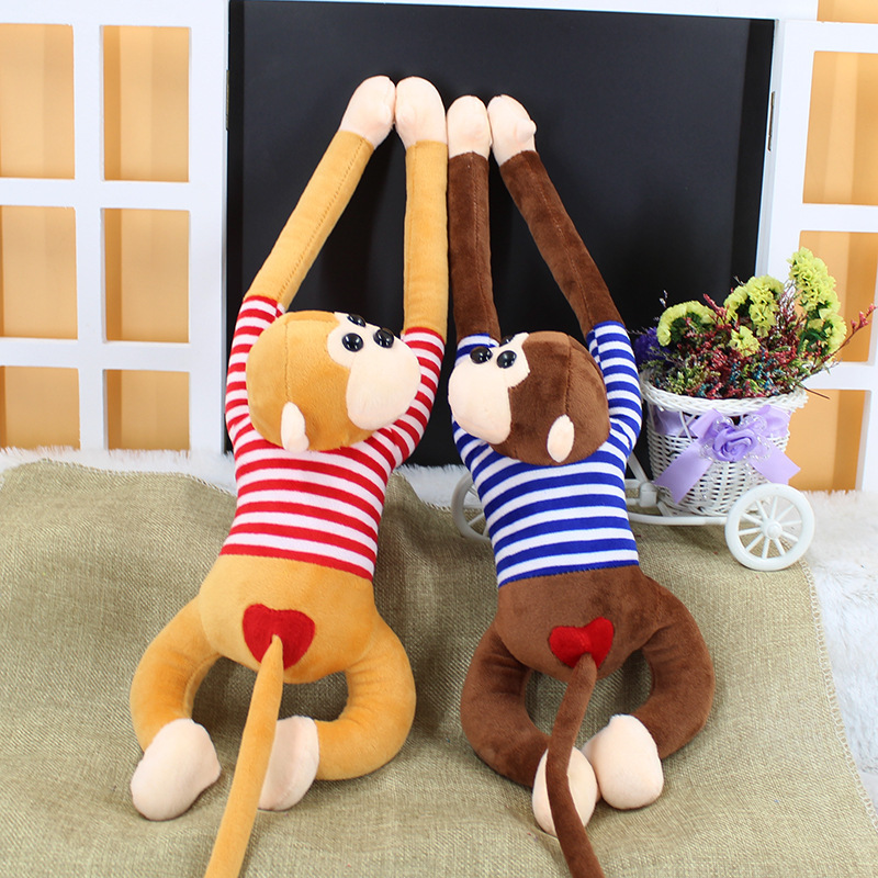 New large long arm monkey wedding doll creative doll plush toy curtain hanging monkey striped monkey wholesale