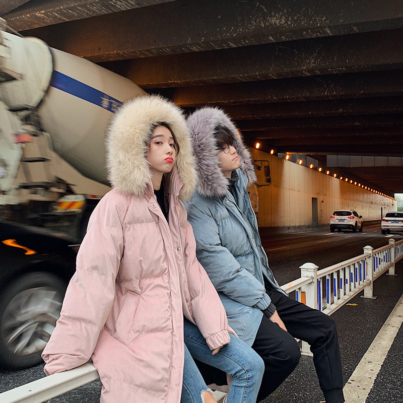 2020 Autumn and winter new pattern Couples dress men and women coat Korean Edition Trend Jinsirong thickening have more cash than can be accounted for Fur collar lovers cotton-padded clothes