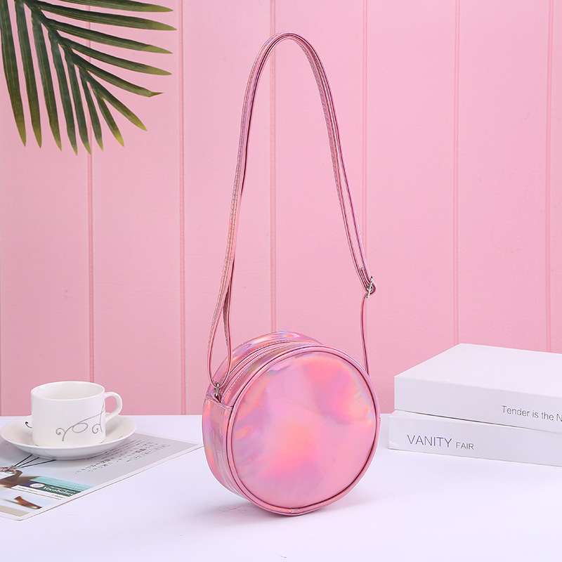 Moda nueva tendencia PU radium un hombro crossbody pieza corazón arco iris sirena unicornio lentejuelas niña detail image 6