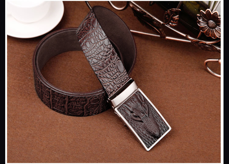 Men's Belt Automatic Sliding Buckle Belt Faucet Leather Leading Crocodile Pattern Cowhide Casual Belt display picture 7