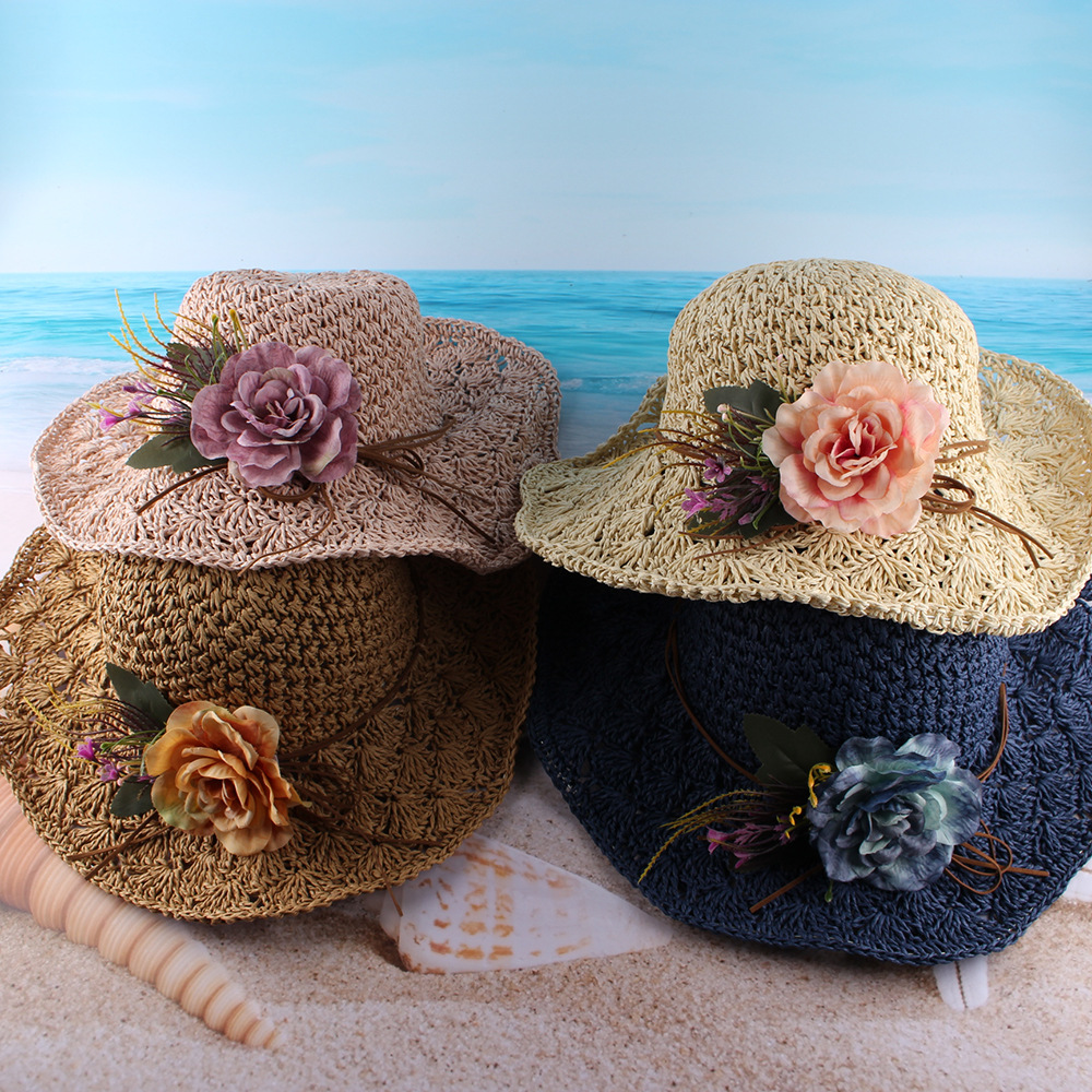 2020 sombrero de paja plegable sombrero de pescador de verano para mujer sombrero de Sol de protección solar estilo coreano vacaciones junto al mar sombrero de sol moda