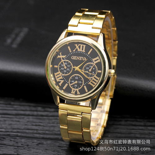 New Fashion Gift Steel Band Watch Women's Geneva Three Eyes Watch Men's Quartz Watch Wholesale