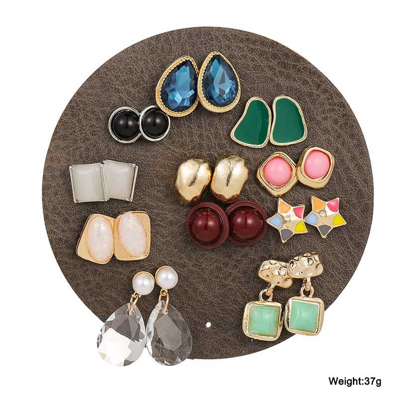 New Cat Eye Resin Earrings Set Crystal Earrings Colorful Small Star Earrings Nihaojewelry Wholesale display picture 1