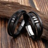 Bracelet stainless steel, men's woven jewelry, genuine leather