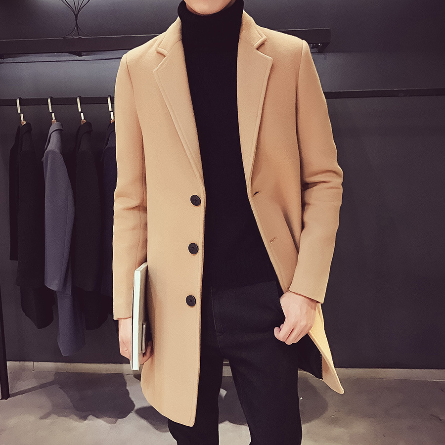 Gabardina de los Hombres estilo coreano otoño e invierno abrigo de lana de longitud media abrigo de lana 2022 nuevos hombres de Moda Ropa de otoño