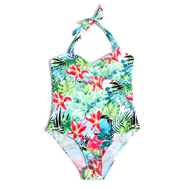 2020 new European and American one-piece swimsuit foreign trade swimsuit one-piece one-piece slung neck lace-up one-piece swimsuit qx2006