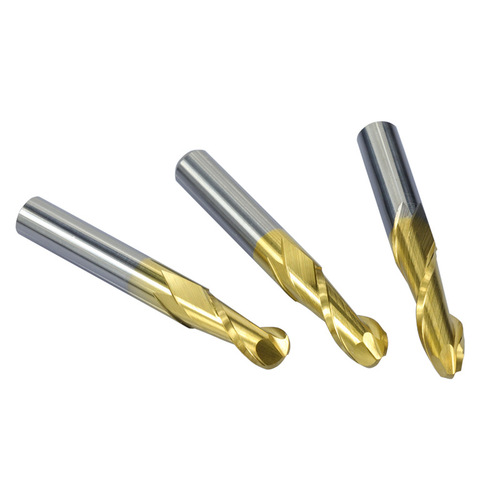 Cross-border new spiral ball end milling cutter titanium-coated 2-slot carbide milling cutter woodworking tool wholesale
