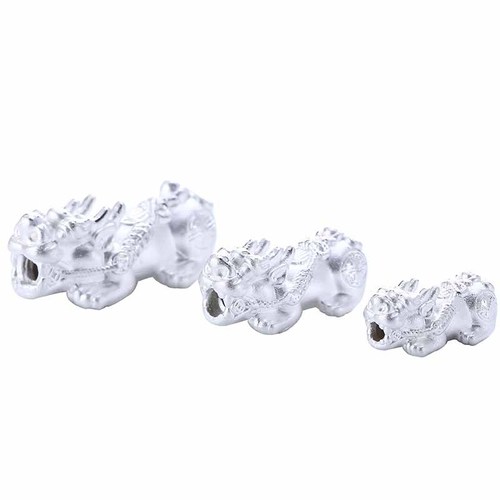 Factory direct sales 3D hard silver fortune and blessing unity sterling silver Pixiu DIY hand-woven rope bracelet