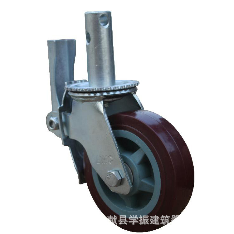 Scaffolding wheels with double bearings, heavy-duty swivel casters, thickened screw rod, load-bearing movable casters with brakes